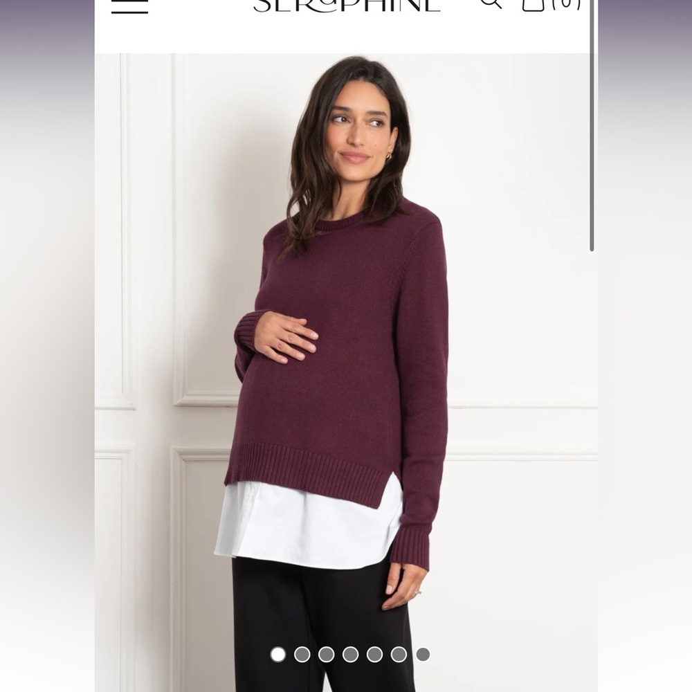 NWT Seraphine Kelah | Knit Sweater with Woven Maternity and Nursing Shirt Size M